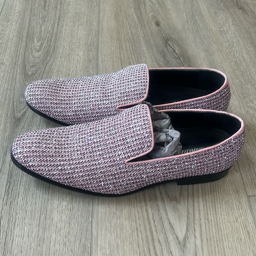 Amali Emilio Pink Sparkle Loafers